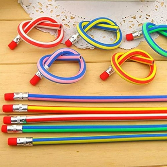 Flexible Pencil under $5! CQCYD Flexible Bendable Magic Pencils, Colorful Striped Soft Curved Pencils, Novelty Educational Writing Tools, Classroom Party Favors