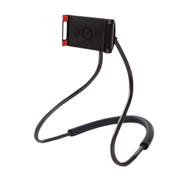 Flexible Phone Holder with Wireless Charging,Adjustable Gooseneck Bed Desk Mount Stand for Hands Free Watching Videos Live Streaming, 1Pcs () Black