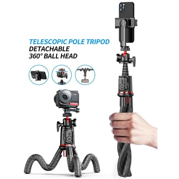 Flexible for Phone Tripod Selfie Stick Mini Camera Tripod for Phone Holder with Cold Shoe Mount Travel Tripod Remote Tabletop Tripod Octopus Legs for iPhone Samsung Camera Stand
