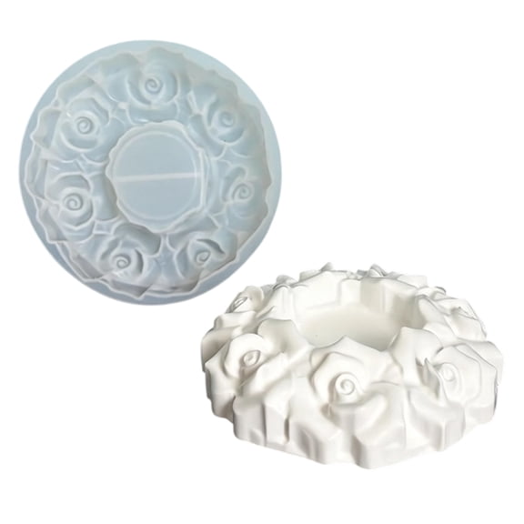 Flexible Plaster and Resin Casting Mold with Rose Border Design for Decor Projects, Makers, and Work Tables