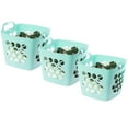 thumbnail image 1 of Flexible Plastic Carry Laundry Basket Holder Square Storage Hamper with Side Handles, Green Set of 3, 1 of 5