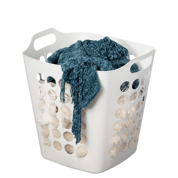 Flexible Plastic Carry Laundry Basket Holder Square Storage Hamper with Side Handles