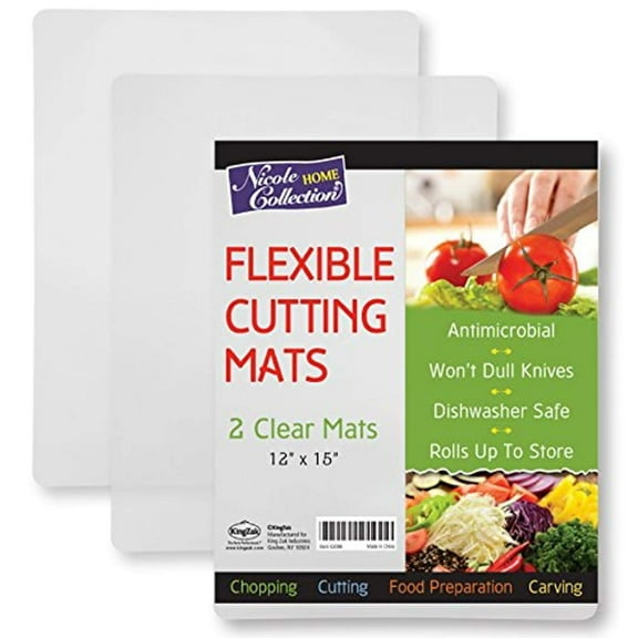 Flexible Plastic Cutting Board Mats set, Clear Kitchen Cutting Board Set of 2 Clear Mats (Qty-2)