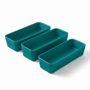 Flexible Plastic Drawer Organizer Bins, Teal, 3 Pack- (10.3 x 3.3 x 2.9) in