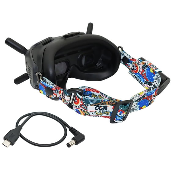 Flexible Polyester Strap Elastic Band VR Device Head Strap with Cable for DJI FPV Goggles V2
