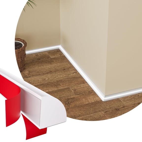 Flexible Quarter Round Molding - 237 Inch Peel And Stick Rubber Trim Self-adhesive Bathtub Edge Suitable For Wall Floor Corner Staircase 0.5" X (white)