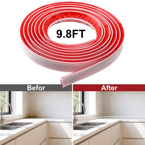 Flexible Quarter Round Molding, Peel and Stick Quarter Round Molding with 3M Tape, Self-Adhesive Bathtub Trim, Suitable for Floor, Tub, Cabinet, Columns and Wall