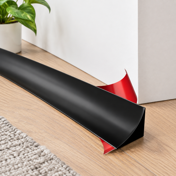 Flexible Quarter Round Peel and Stick Molding Trim, Black, 118 Inch