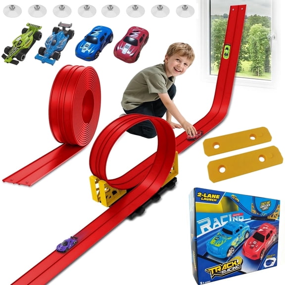 Berallo 16.4ft Flexible Race Track Set Compatible with Hot Wheels 1:64 Scale for Kids Ages 3+
