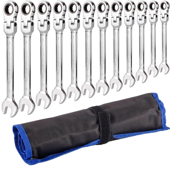 Flexible Ratchet Wrench Set Spanner Gear Ring Ratcheting Combination Flexi Wrench Kit Metric Flex Head