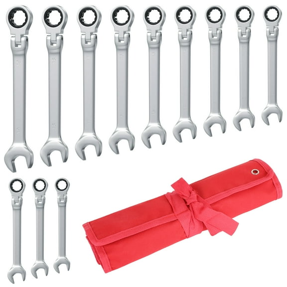 Flexible Ratcheting Wrench Set 12pcs Metric 8-19mm Flex-Head Spanner Gear Ring Ratchet Combination Wrenches Kit