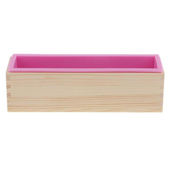 Flexible Rectangular Silicone Soap Loaf with Wood Box for Handmade Soap Making Supplies, Also for DIY Chocolate, Cake, Bread