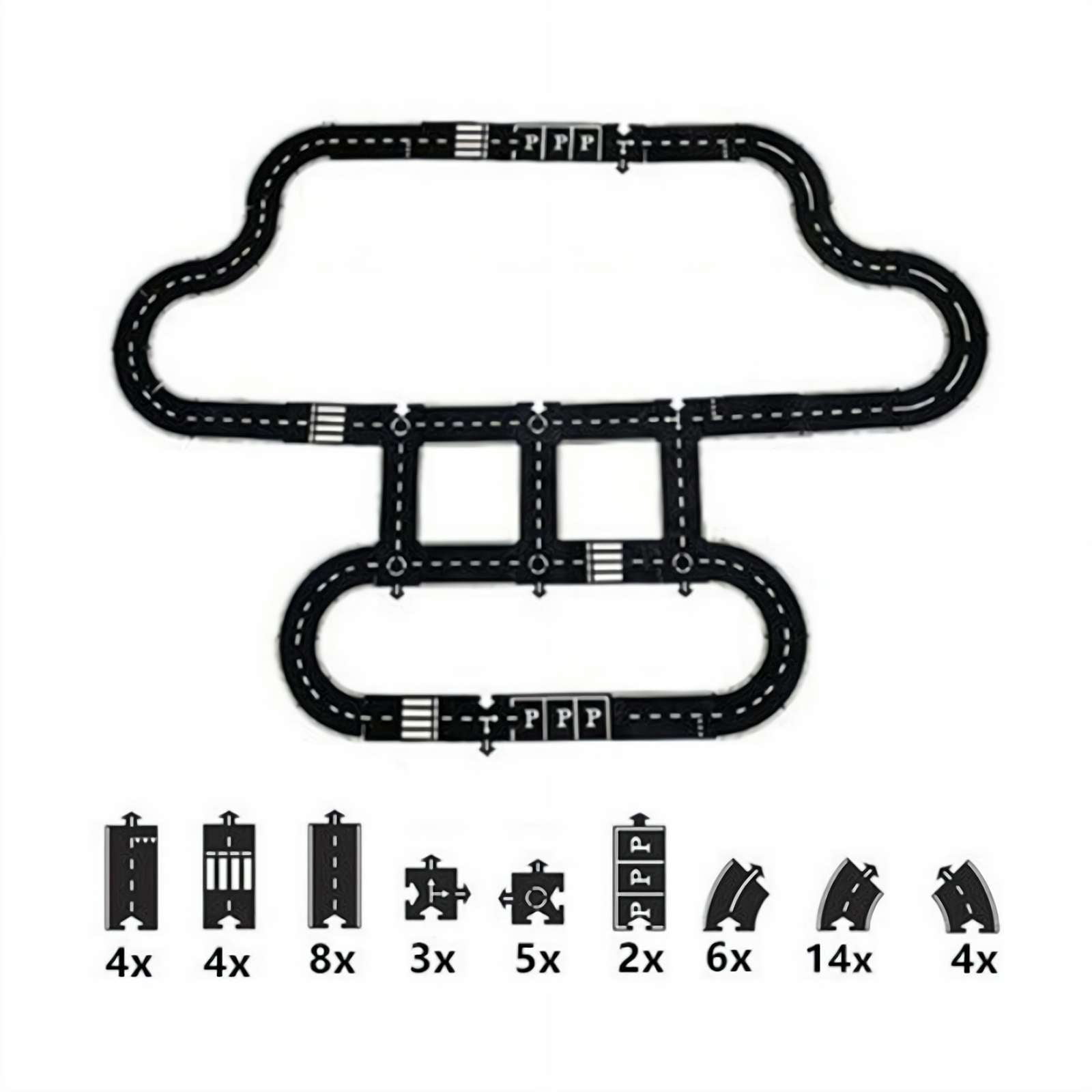 Flexible Rubber Road Puzzle Track Pieces,Waterproof Modular Puzzle Car Highway Tracks,Gift for Indoor