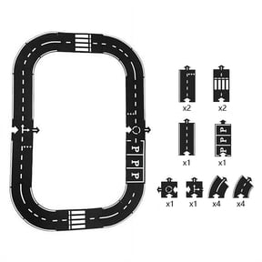 Flexible Rubber Road Puzzle Track Pieces,Waterproof Modular Puzzle Car Highway Tracks,Gift for Indoor