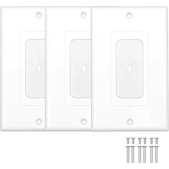 Flexible Rubber Wall Plate Cable Pass Through,Standard Size Cable Wall Plate,1-Gang,4.50" x 2.75,Rubber Wall Grommets Insert for Low Voltage Cables,Home Theater System,3 Pack