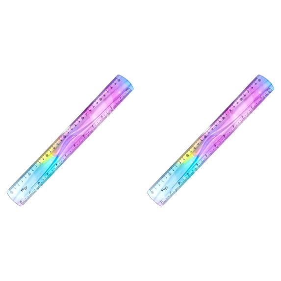 Flexible Ruler, 2 Pcs Gradient Colored Flex Ruler, Pastel Ruler, 12 Inch Bendable Plastic Ruler, Soft Bendable Gradient Colour Rulers with Centimeters and Inches for Classroom Office Supplies
