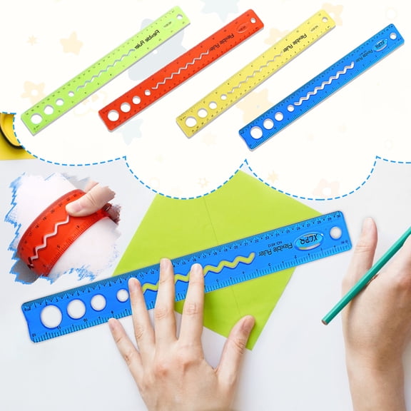 30cm 12inch Flexible Ruler Shatterproof Rubber Plastic, Soft Straight Edge Measuring Tool for Daily Life, Classroom & Home Use, Durable Bendable Ruler for Students & Art