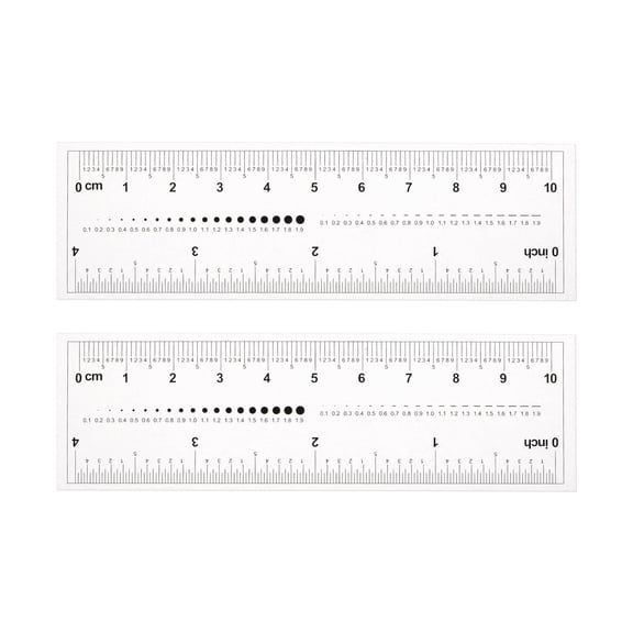 Flexible Ruler 4 Inch 1mm Scale PET Plastic Film Straight Ruler, 2 Pieces