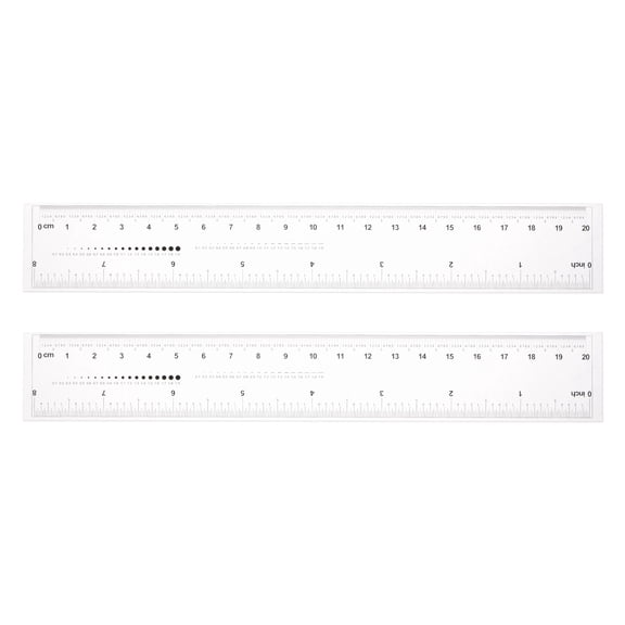 Flexible Ruler 8 Inch 0.1mm Scale PET Plastic Film Straight Ruler, 2 Pieces