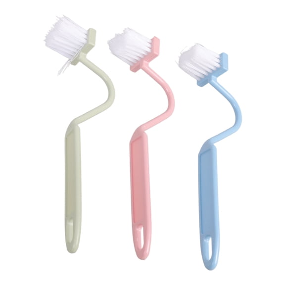 Flexible S Bend Toilet Cleaning Brush Tool Set 3 Assorted Hues Plastic Material