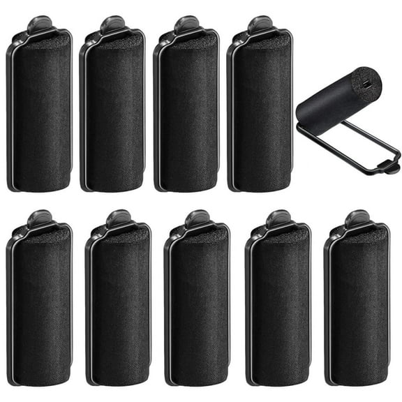 Flexible Satin Foam Sponge Hair Rollers,10 Pack Soft Sleeping Hair Roller Clips,Silk Satin Wrapped Hair Curlers,Wave Hair Styling Curlers,Hairdressing Tool,for Home Travel (0.98 Inch Black)