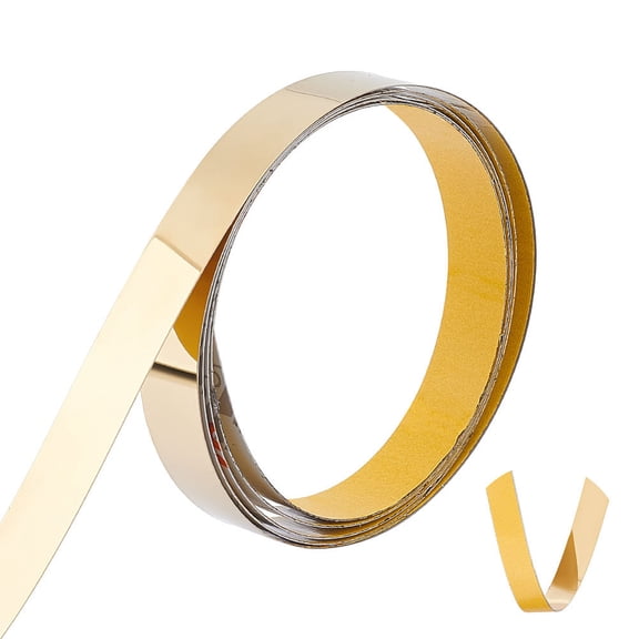 Flexible Self Adhesive 201 Stainless Steel Molding Trim Decorative Trim for Wall Mirror Furniture Door Wardrobe Golden 30~30.5x1mm for DIY