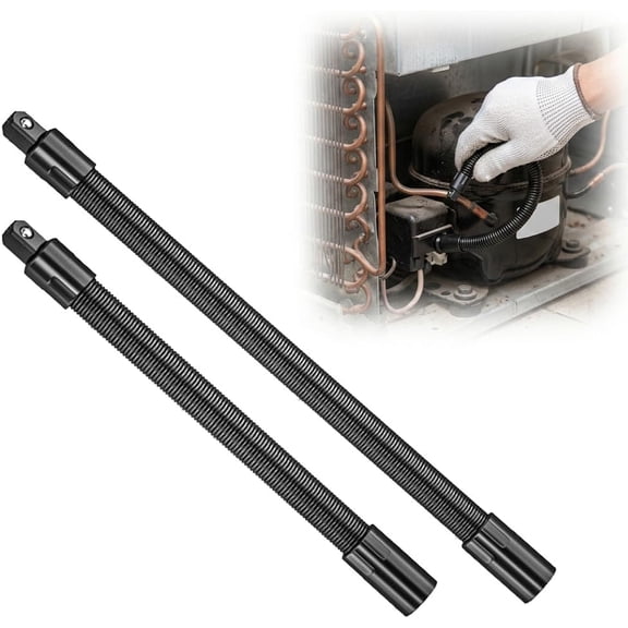 Flexible Shaft Extension 1/2" Drive, Spring Steel Socket Extender for Impact Wrench, Bendable Rod for Tight Spaces (350mm+250mm)