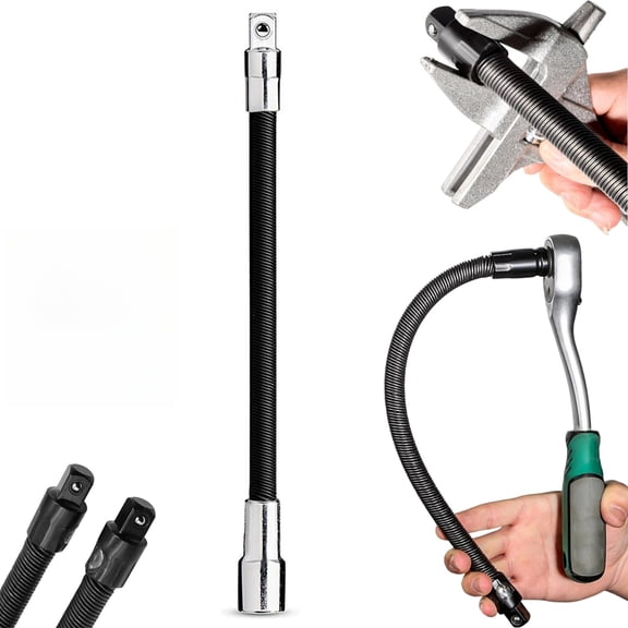 Flexible Shaft Extension 1/2 Inch Drive, 360° Rotating Bendable Socket Extension Bar with Spring Ball Lock, for Tight Spaces Automotive Repair
