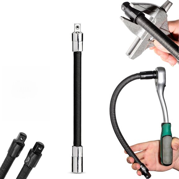 Flexible Shaft Extension 1/2 Inch Drive, 360° Rotating Bendable Socket Extension Bar with Spring Ball Lock, for Tight Spaces Automotive Repair
