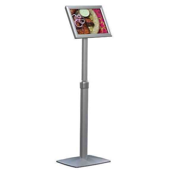Flexible Sign Holder Silver, 11" x 17" Poster Size Adjustable Height, Landscape/Portrait