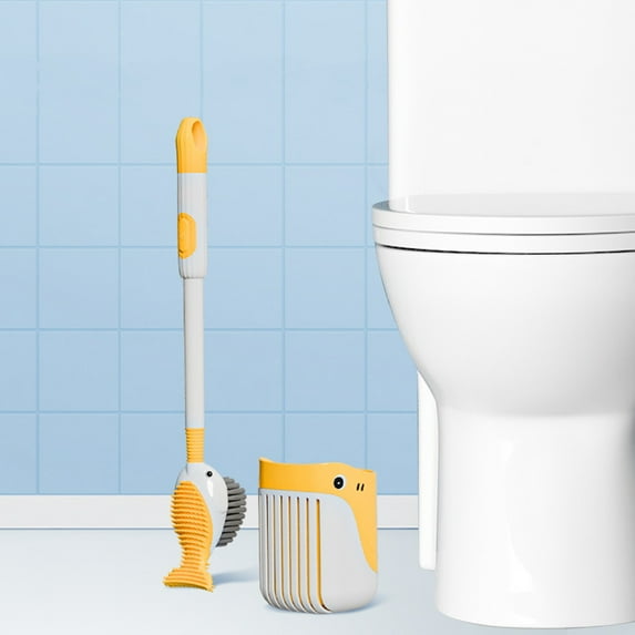 Flexible Silica Toilet Brush and Plunger Set | Wall Mounted Bathroom Cleaner with Cover | Corner Cleaning Brush Head | Multiple Color Options