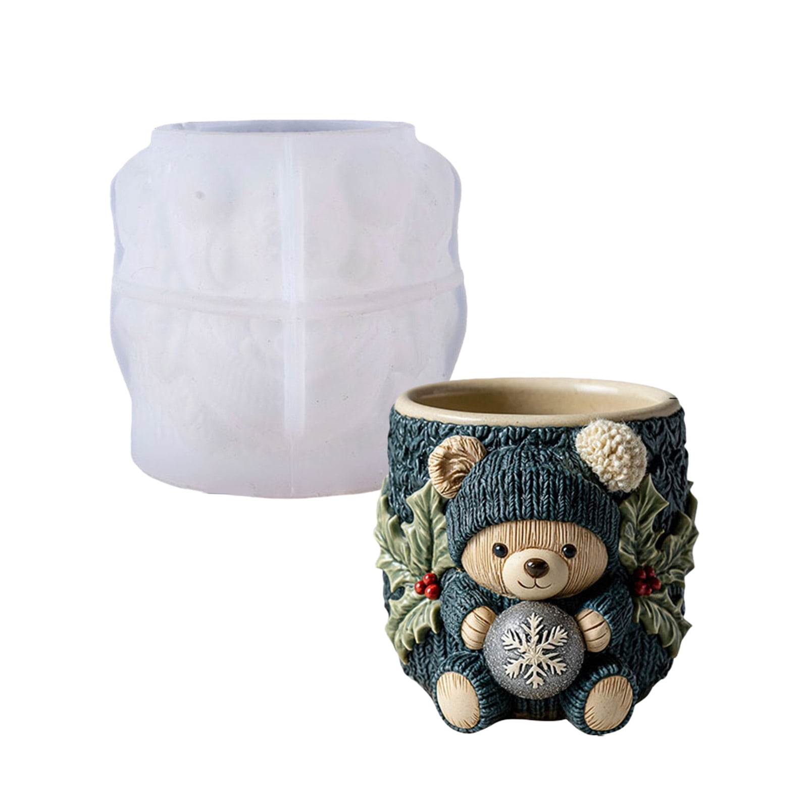 Flexible Silicone Bear Planter Mold Smooth Surfaces Easy Demolding For ...