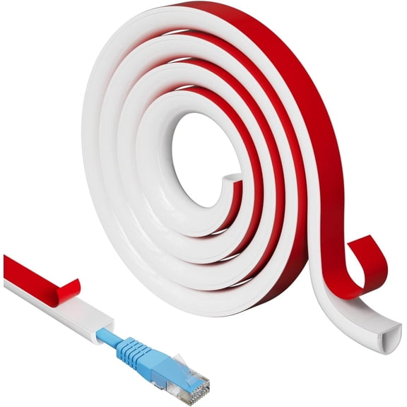 Flexible Silicone Cable Raceway, Cord Cover & Hider Kit for Wall Mount TV, Cable Floor Cover, Cache fil Plancher, Easy to Install for Home Office (White, 118 inch)
