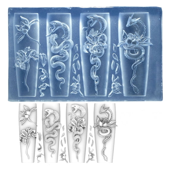 Flexible Silicone Carving Flower Nails Art Mold for Crafting Intricate 3D Floral Designs in Crafting Nails Projects
