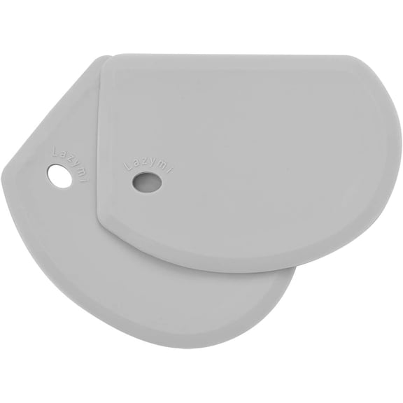 Flexible Silicone Dough Scraper Cutter, Large (15.210.9CM) Multipurpose Scrapers Non Stick, Food Grade Bowl Scraper Bench Spatula for Baking Bread Sourdough Cake Pizza (2Pcs, Grey)