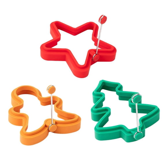 Flexible Silicone Egg Pancake Mold Set Of 3 Christmas Shapes For Baking And Cooking