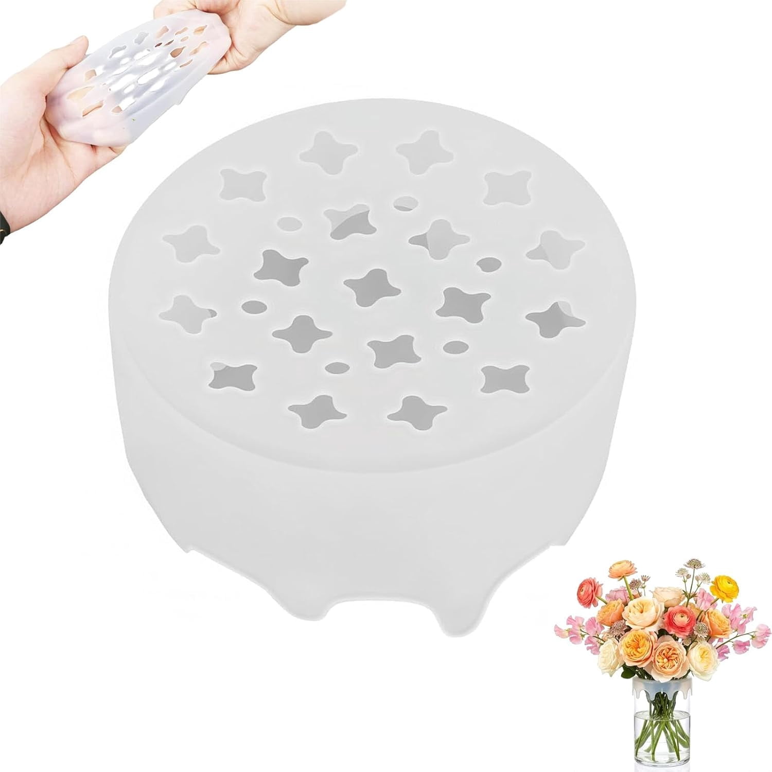 Flexible Silicone Flower Grid for Vase,Reusable Floral Grid Arranger & Stem Holder, Waterproof Tool for Fresh Flower Arrangements (1Pcs)