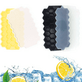 thumbnail image 1 of Flexible Silicone Ice Tray Easy-Release Cube Molds for Cocktail, Whiskey, Baby Food, Chocolate, BPA Free - black+yellow, 1 of 6
