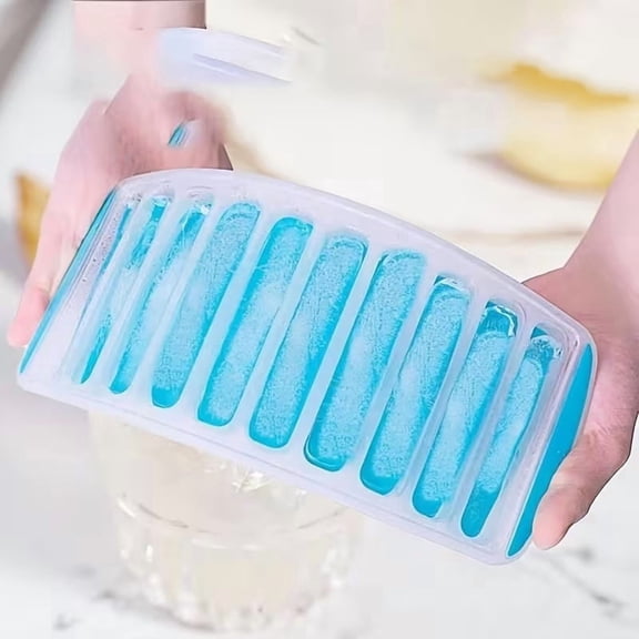 Flexible Silicone Ice Tray - Stackable Design for 10 Large Ice Cubes, Durable Kitchen Essential