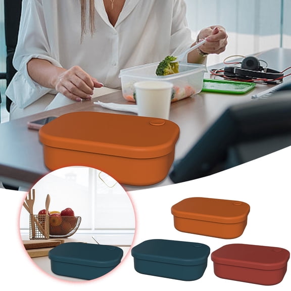 Flexible Silicone Leakproof Food Storage Box Foldable Microwave Safe Lunch Container for Daily Outdoor Picnic Use 7.48×5.51×2.80 Inch