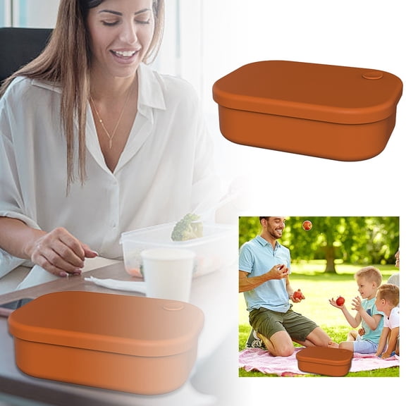 Flexible Silicone Leakproof Food Storage Box Foldable Microwave Safe Lunch Container for Daily Outdoor Picnic Use 7.48×5.51×2.80 Inch