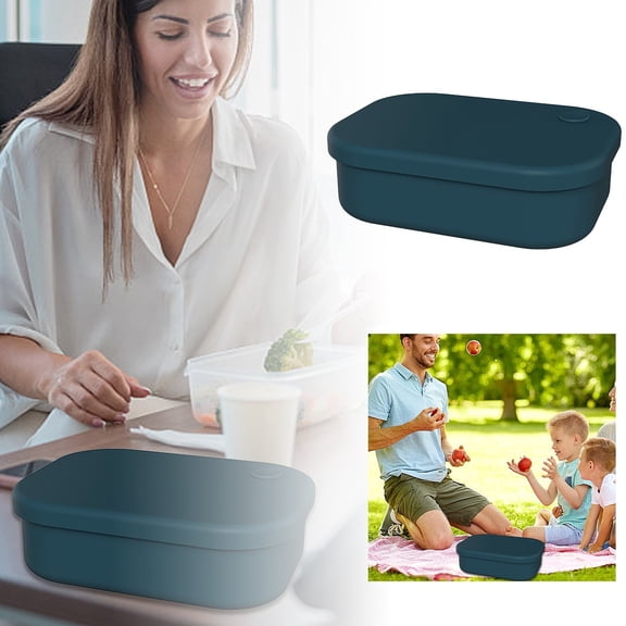Flexible Silicone Leakproof Food Storage Box Foldable Microwave Safe Lunch Container for Daily Outdoor Picnic Use 7.48×5.51×2.80 Inch