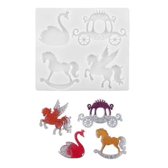 Flexible Silicone Mold for Resin Creations Flying Horse Carriage Models Jewelry Making Accessory Nonstick Feature