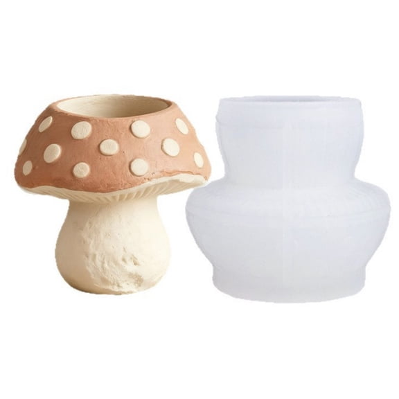 Flexible Silicone Mushroom Shape Planter Mold For Resin Art Concrete Cement Casting And Decorative Container
