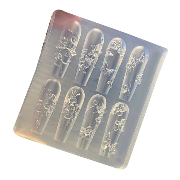 Flexible Silicone Nails Mold For Floral Charm Pattern Professional Reusable Manicure Casting Tool Easy Cleaning