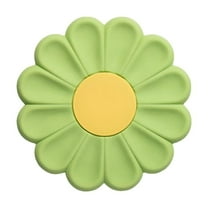 Flexible Silicone Trivet for Hot Dishes - 6.7 Inch Round Heat Resistant Pot Holder and Placemat for Kitchen Protection - Green