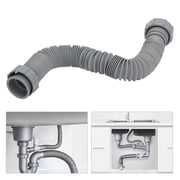 Flexible Sink Drain Pipe, 1-1/2 P-trap 11-29in with Adapter Expandable Tubular Drain Tubing Pipe Adjustable P Trap for Kitchen Sink Drain & Garbage Disposal