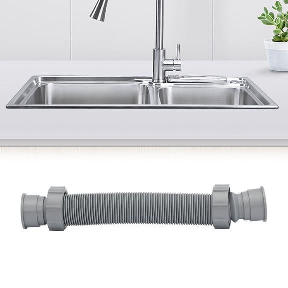 Flexible Sink Drain Pipe, 11-29 Inch Extendable PP P-Trap Replacement, Corrosion Resistant with 2 Gaskets for Kitchen Bathroom - 1-1/2" Inner Diameter