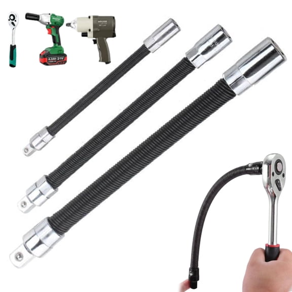 Flexible Socket Extension Bar! Conquer Tight Spaces in Seconds, 1/2 1/4 3/8 Flexible Shaft Extension Extender, Flex Socket Extensions Set for Ratchet Wrench, Drill,Automotive Repair