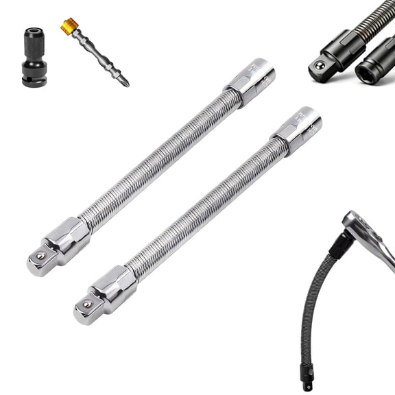 Flexible Socket Extension Bar - Conquer Tight Spaces in Seconds, 1/2" Drive 360° Bendable Shaft, Torque Socket Extender for Ratchet & Electric Wrench, Automotive Repair